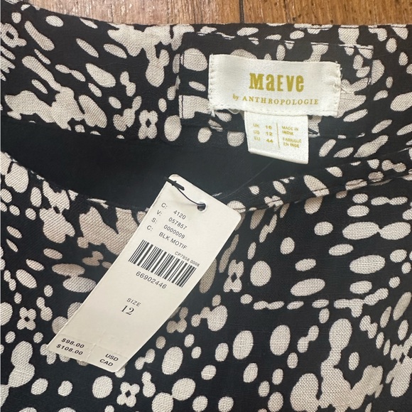 Anthropologie Maeve Tiered Mini Skirt New Size 12 Black White ANTHRO NWT - Picture 3 of 6